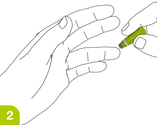 Application SafetyLancets – Place the SafetyLancet on the finger