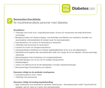 Semesterchecklista för insulinbehandlade personer med diabetes